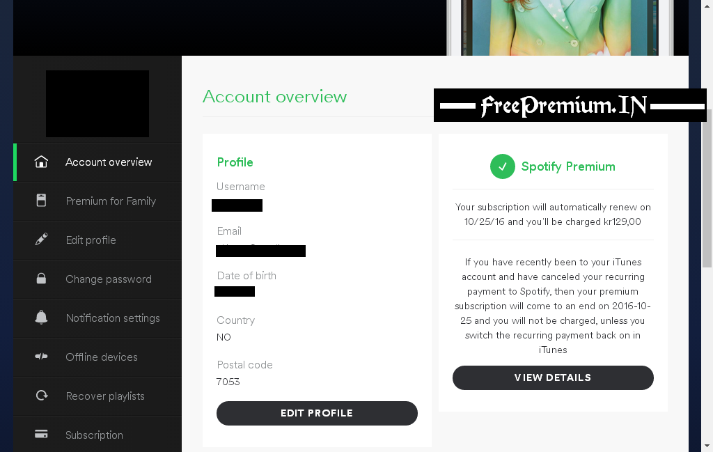 Spotify premium account free